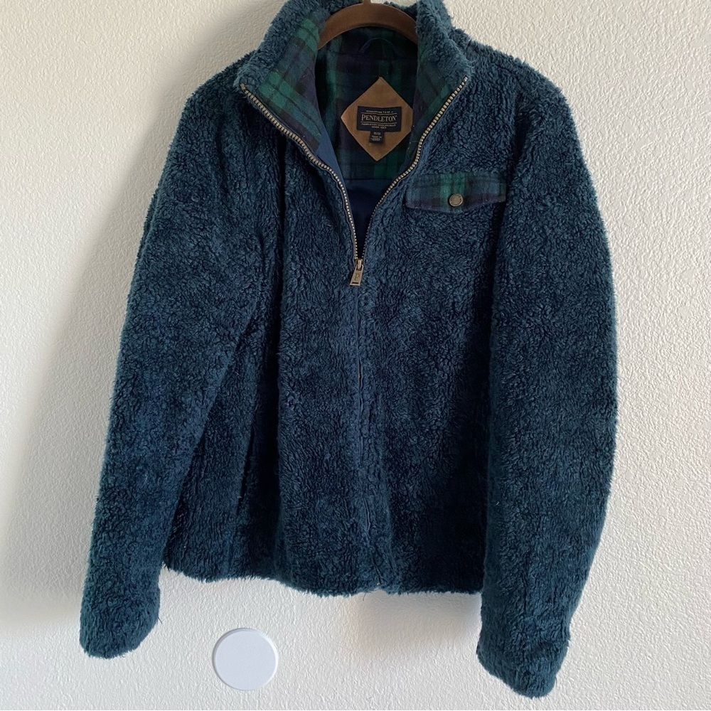 Pendleton Women's Blue Fleece Sherpa Full Zip Jacket Size Medium